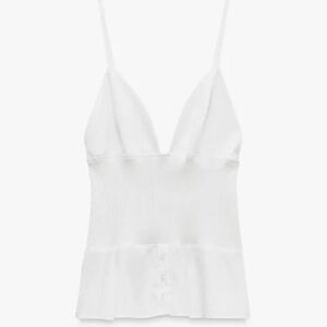 Zara White Ribbed Tank Top